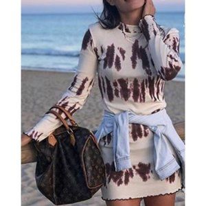 Zara Tie Dye Mock Neck Mini Dress